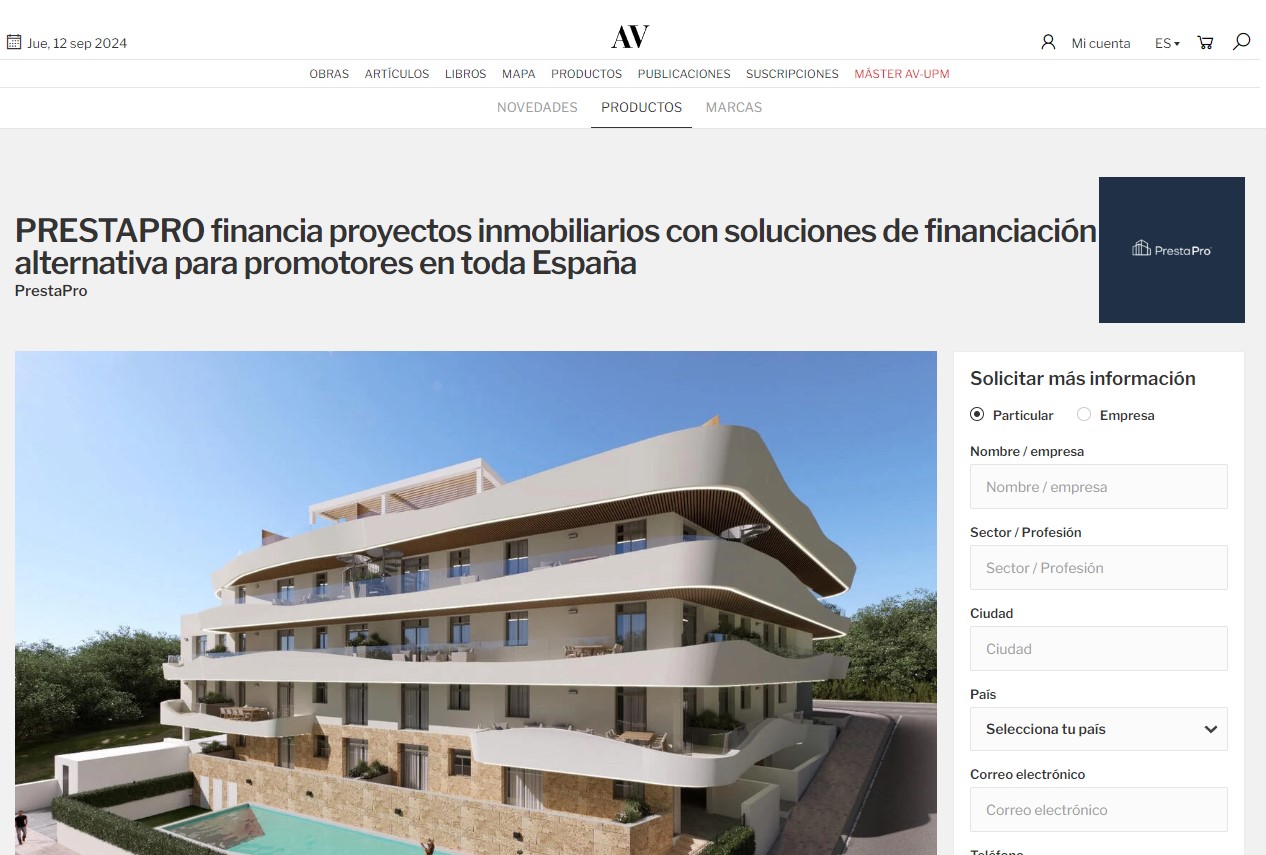 Arquitectura Viva — PrestaPro financia proyectos inmobiliarios con soluciones de financiación alternativa para promotores en toda España
