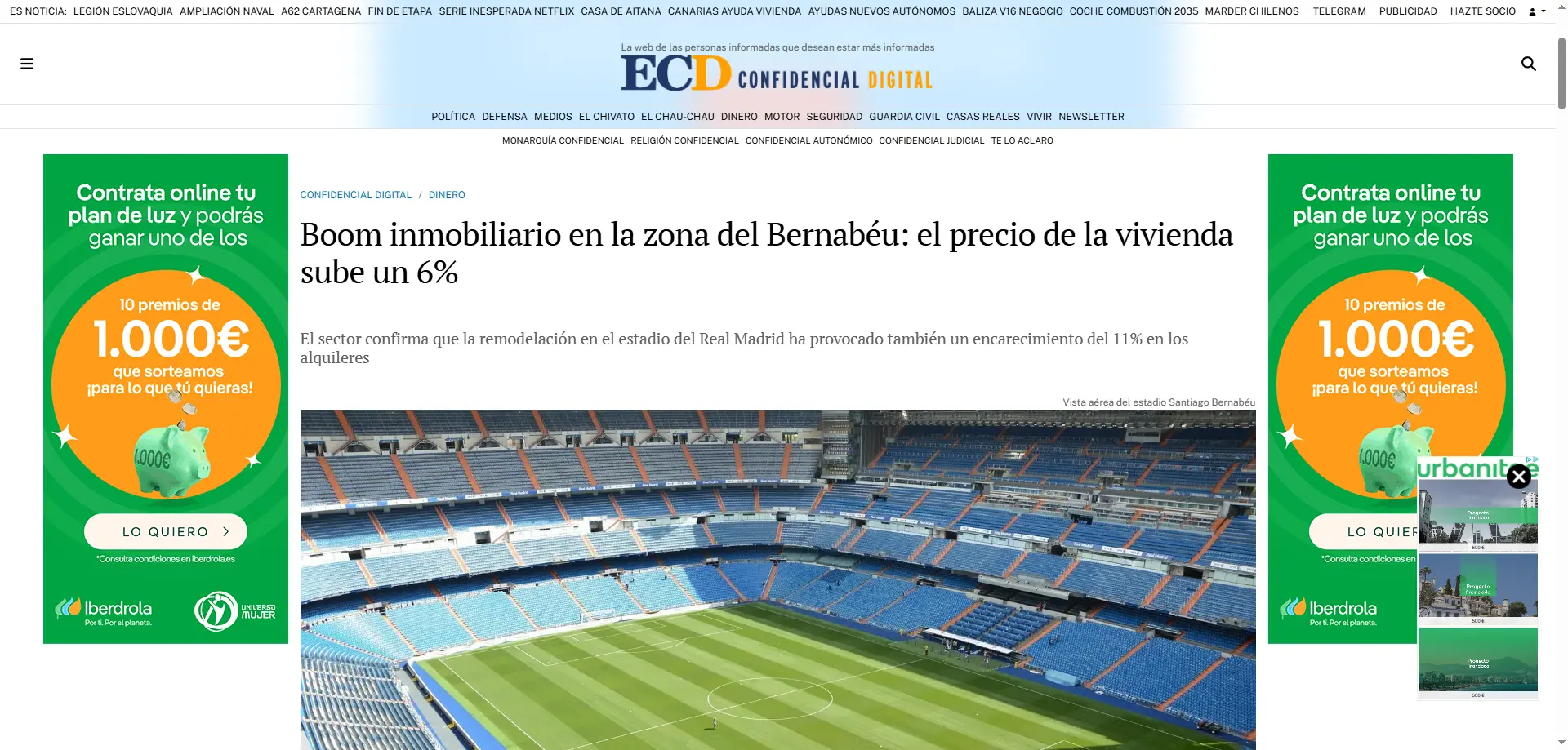 El Confidencial Digital — Boom inmobiliario en la zona del Bernabéu: el precio de la vivienda sube un 6%
