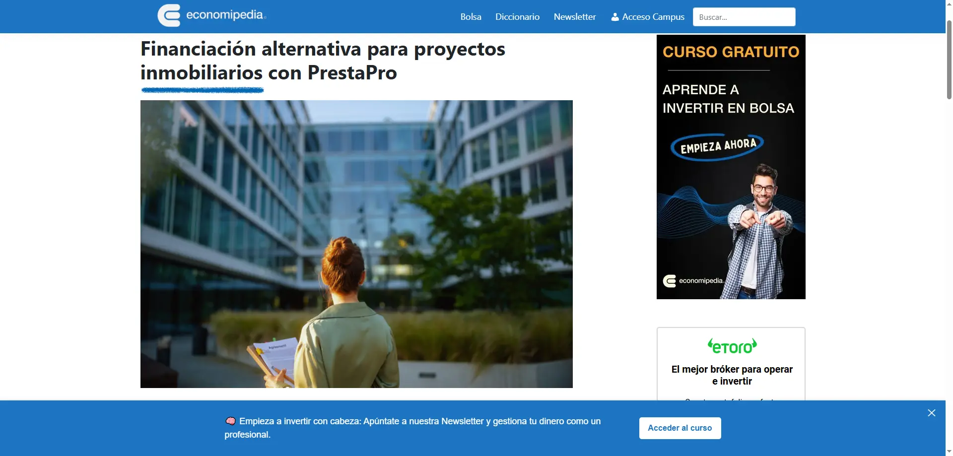 Economipedia — Financiación alternativa para proyectos inmobiliarios con PrestaPro
