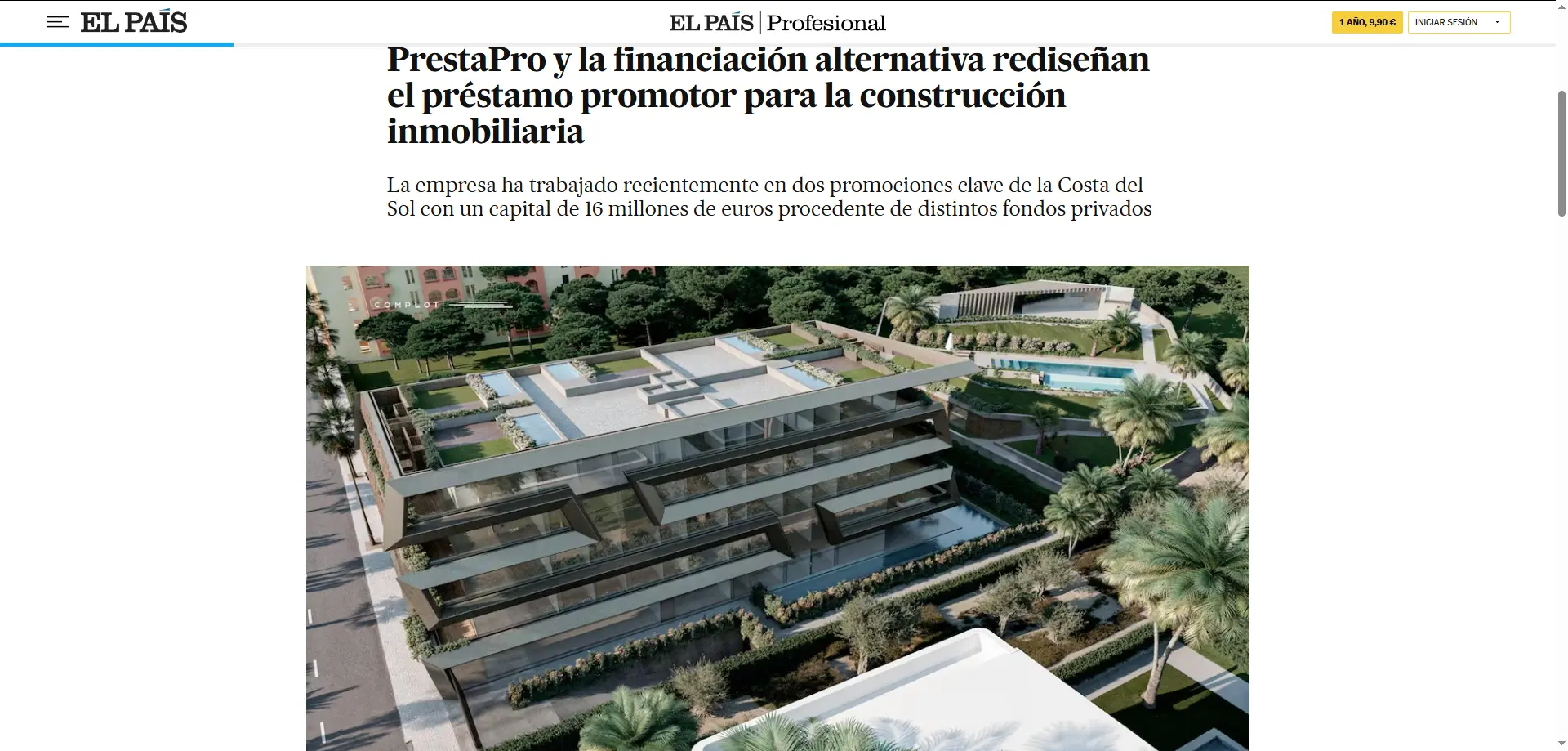 El País Profesional — PrestaPro y la financiación alternativa rediseñan el préstamo promotor para la construcción inmobiliaria