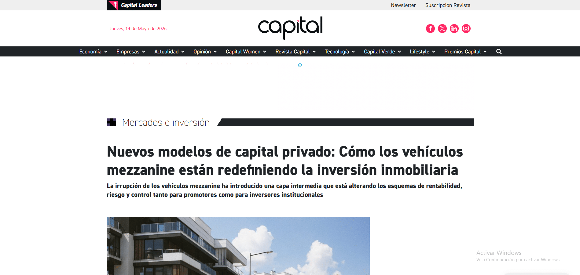 Capital.es — Nuevos modelos de capital privado: cómo los vehículos mezzanine están redefiniendo la inversión inmobiliaria