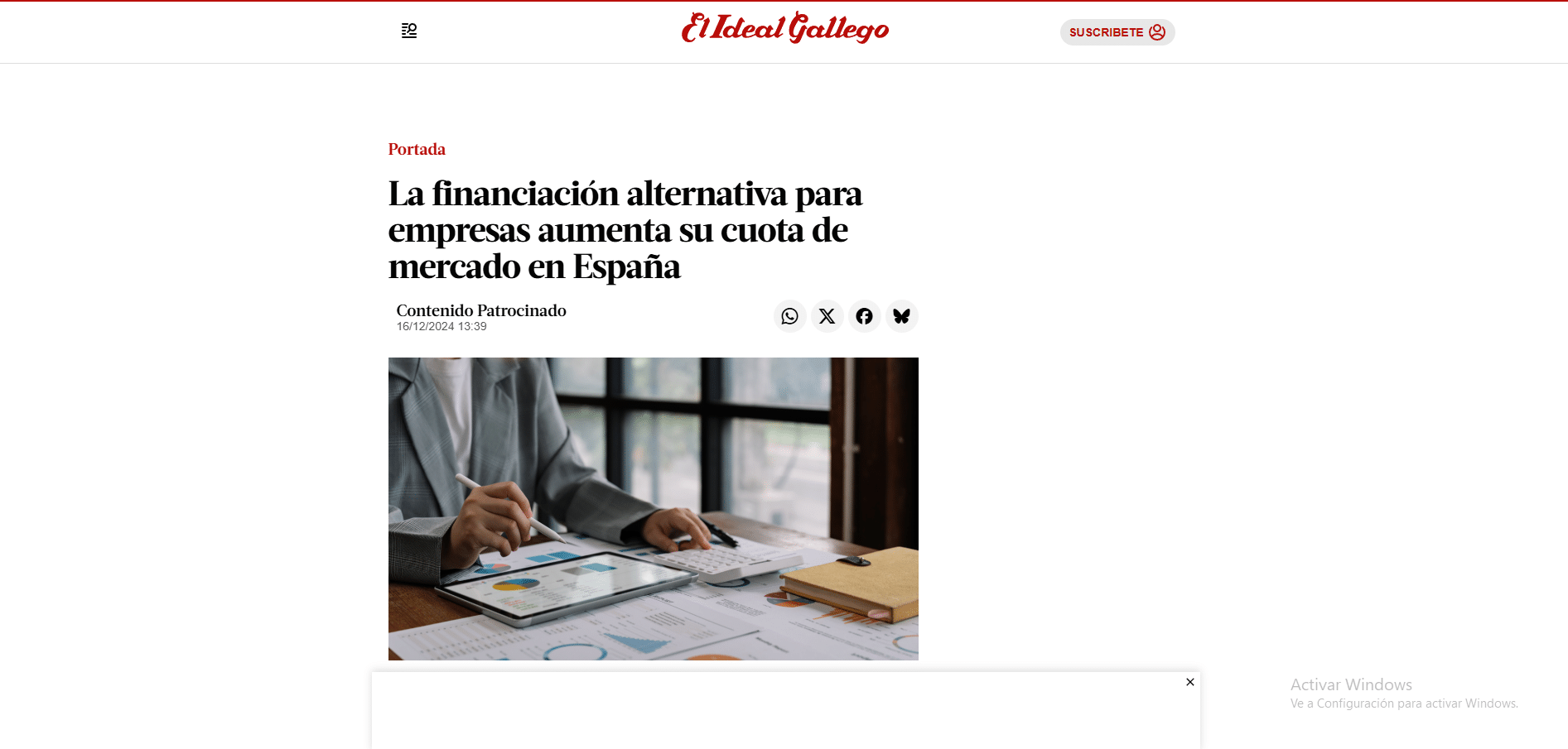 El Ideal Gallego — La financiación alternativa para empresas aumenta su cuota de mercado en España