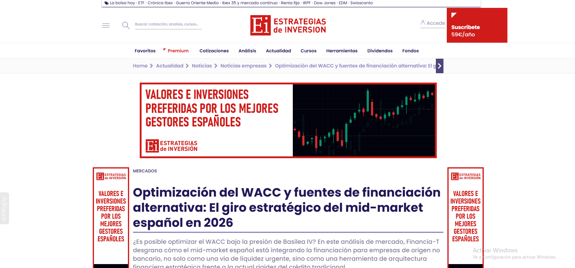 Estrategias de Inversión — Optimización del WACC y fuentes de financiación alternativa: el giro estratégico del mid-market español en 2026