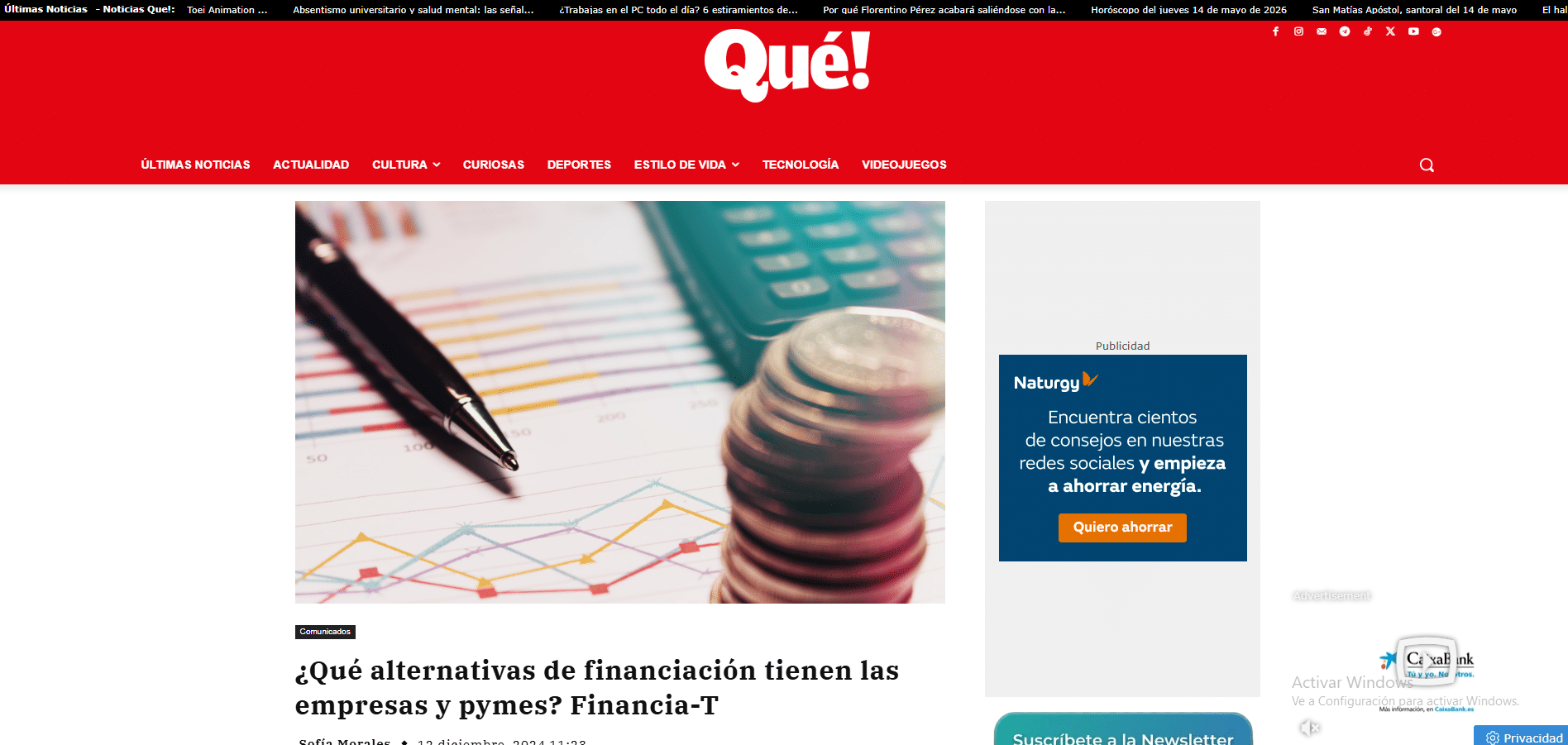 Qué.es — ¿Qué alternativas de financiación tienen las empresas y pymes? Financia-T
